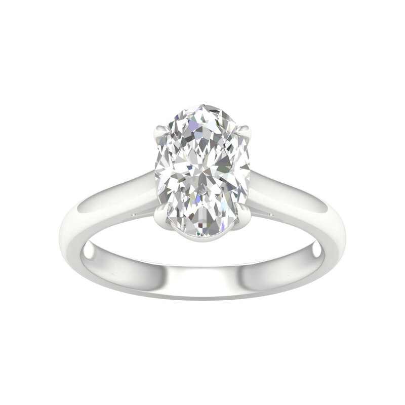 14K White Gold 2ct Lab Grown Oval Diamond Solitaire Engagement Ring