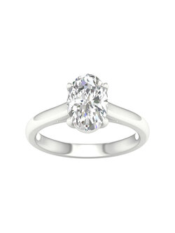 14K White Gold 2ct Lab Grown Oval Diamond Solitaire Engagement Ring