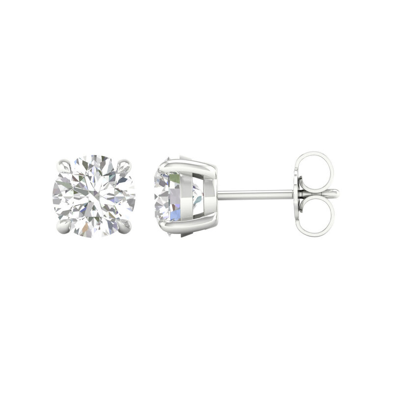 14K White Gold 2ctw Lab Grown Round Diamond Stud Earrings