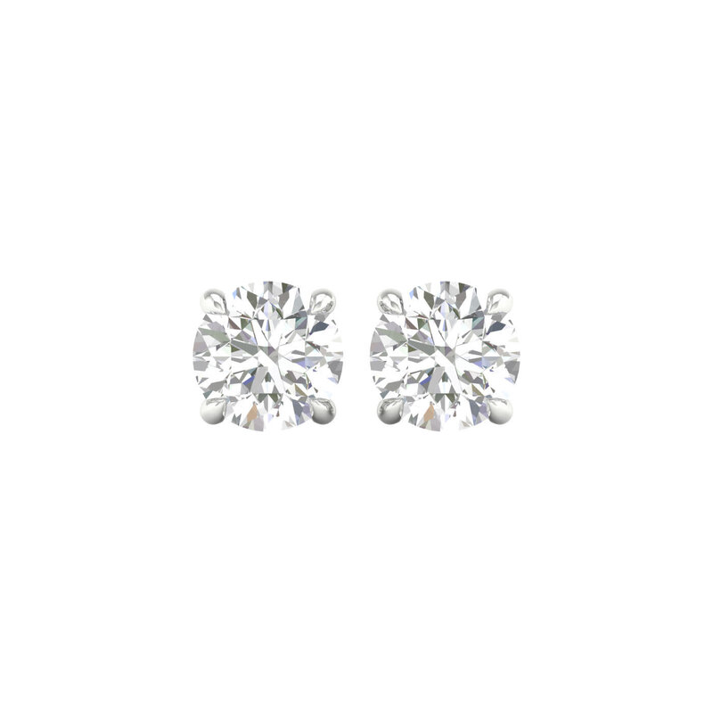 14K White Gold 2ctw Lab Grown Round Diamond Stud Earrings