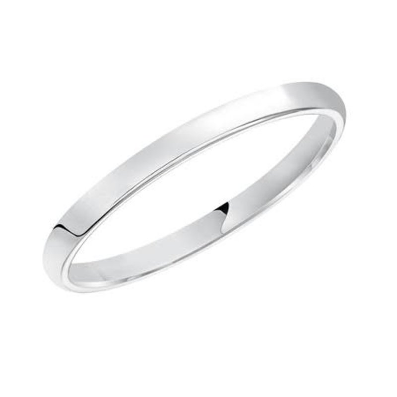 14K White Gold 2mm Classic Plain Wedding Band