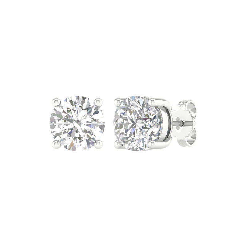 14K White Gold 4ctw Lab Grown Round Diamond Stud Earrings