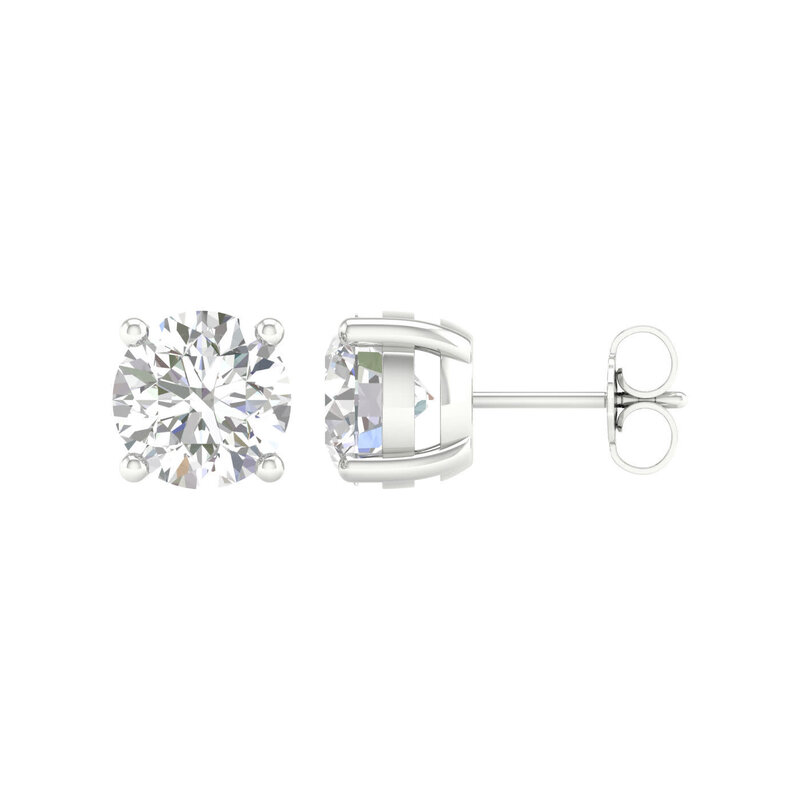 14K White Gold 4ctw Lab Grown Round Diamond Stud Earrings