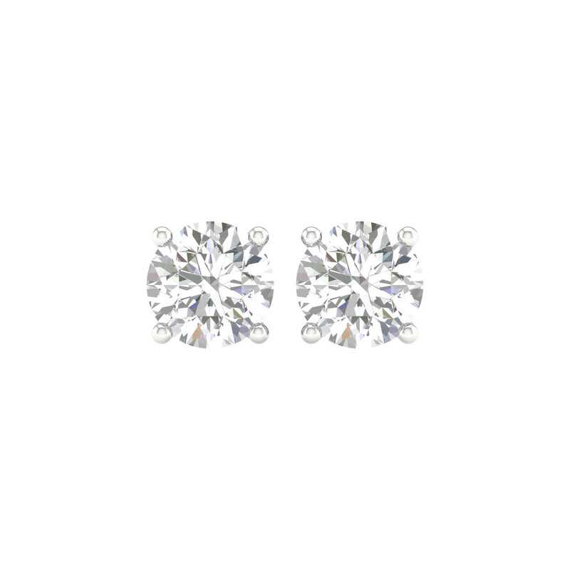 14K White Gold 4ctw Lab Grown Round Diamond Stud Earrings