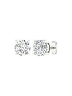 14K White Gold 4ctw Lab Grown Round Diamond Stud Earrings