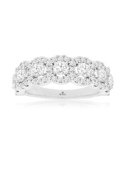 14K White Gold 7 Cluster Diamond Band