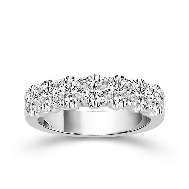 14K White Gold 7 Stone Oval Diamond Band