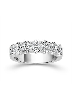 14K White Gold 7 Stone Oval Diamond Band