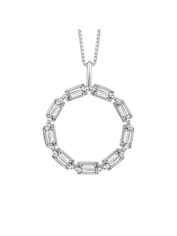 14K White Gold Baguette Diamond Circle Pendant