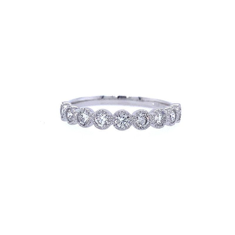 14K White Gold Bezel Set Diamond Stack Band