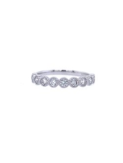 14K White Gold Bezel Set Diamond Stack Band