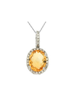 14K White Gold Citrine and Diamond Necklace