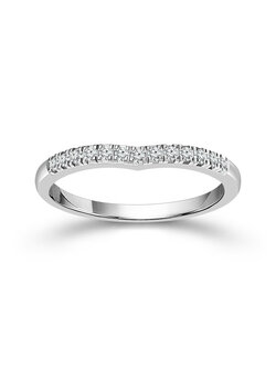 14K White Gold Curved Diamond Wedding Band