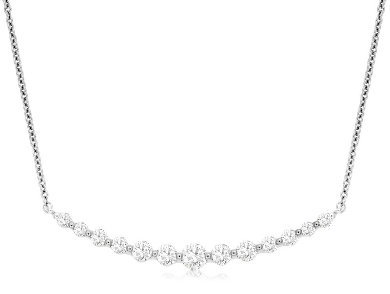 14K White Gold Diamond Bar Necklace