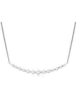 14K White Gold Diamond Bar Necklace