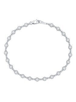 14K White Gold Diamond Bezel Set Diamond Bracelet