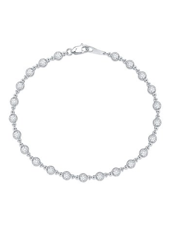 14K White Gold Diamond Bezel Set Diamond Bracelet