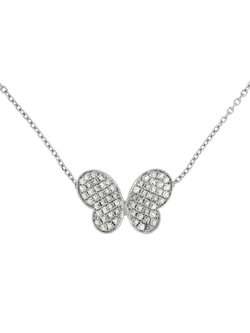 14K White Gold Diamond Butterfly Necklace