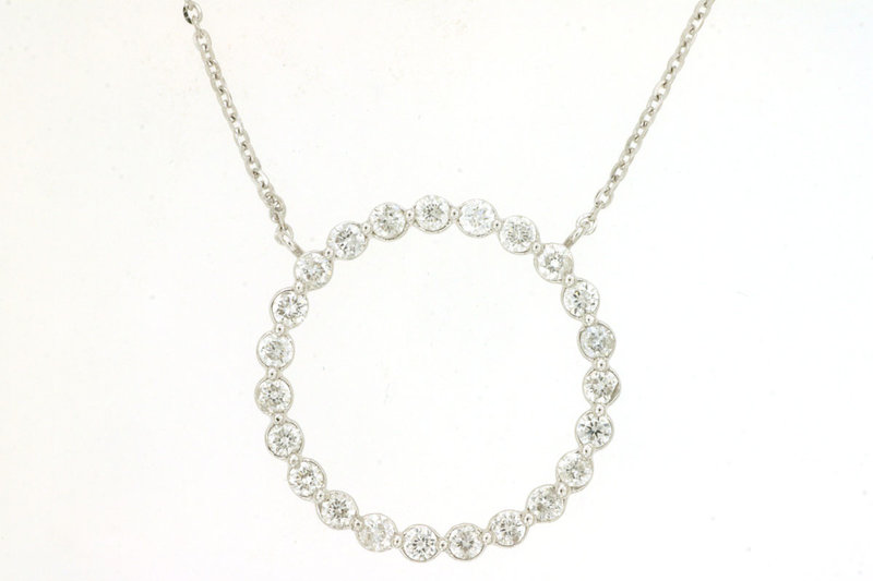 14K White Gold Diamond Circle Necklace