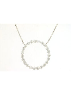 14K White Gold Diamond Circle Necklace