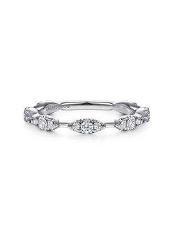 14K White Gold Diamond Cluster Station Stackable Ring