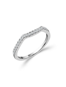 14K White Gold Diamond Contour Wedding Band