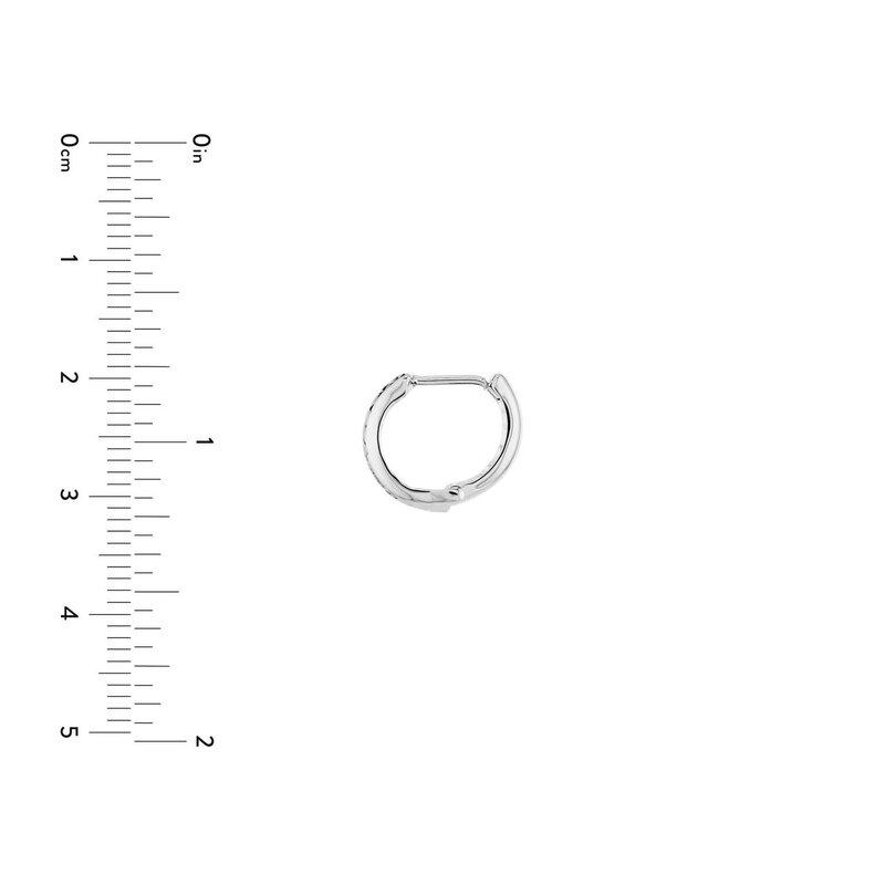 14K White Gold Diamond-Cut Huggie Mini Hoop Earrings