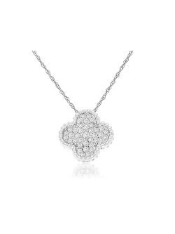 14K White Gold Diamond Quatrefoil Pendant