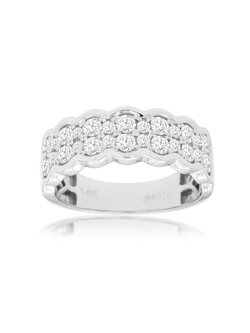 14K White Gold Double Diamond Band