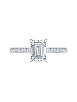 14K White Gold Emerald Cut Diamond Engagement Ring