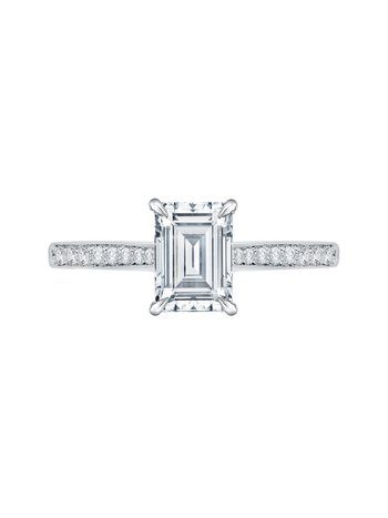 14K White Gold Emerald Cut Diamond Engagement Ring