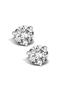 14K White Gold Genuine .60ctw Round Diamond Stud Earrings