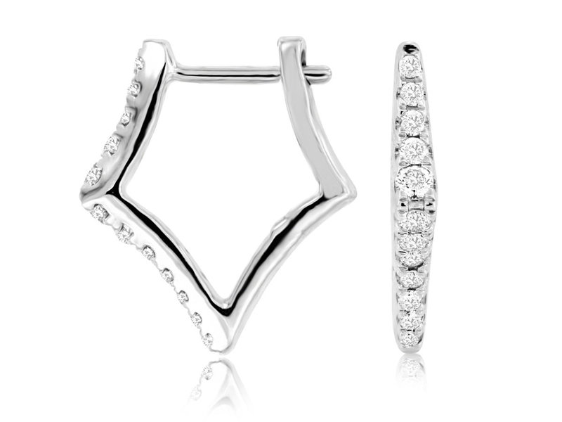 14K White Gold Geometric Hoop Earrings