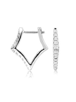 14K White Gold Geometric Hoop Earrings