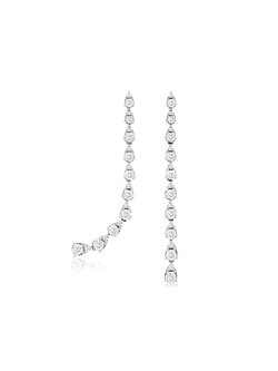 14K White Gold Graduated Pear Diamond Drop Earrings