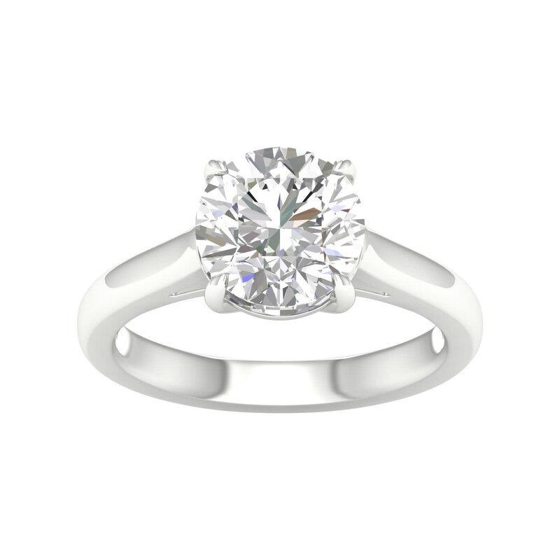 14K White Gold Lab Grown 3ct Round Diamond Solitaire Engagement Ring