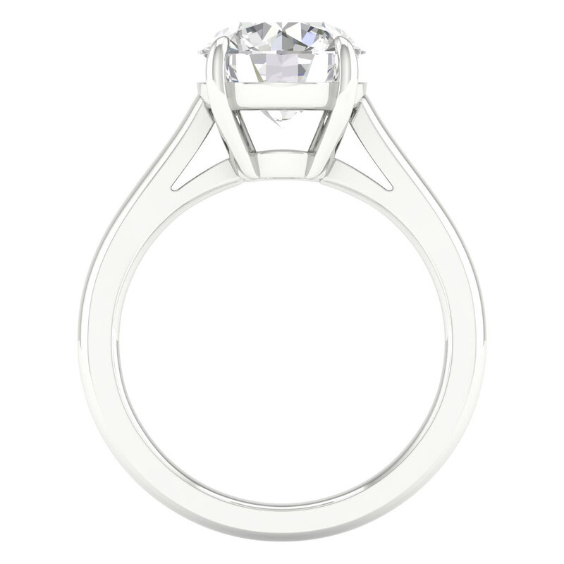 14K White Gold Lab Grown 3ct Round Diamond Solitaire Engagement Ring