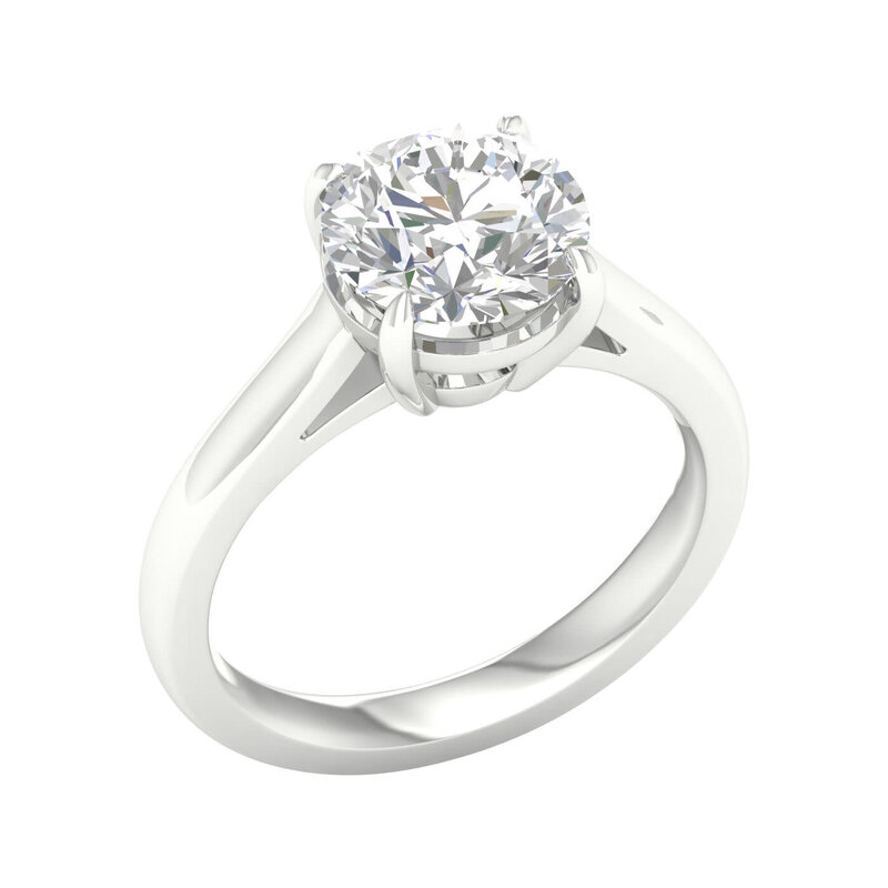 14K White Gold Lab Grown 3ct Round Diamond Solitaire Engagement Ring