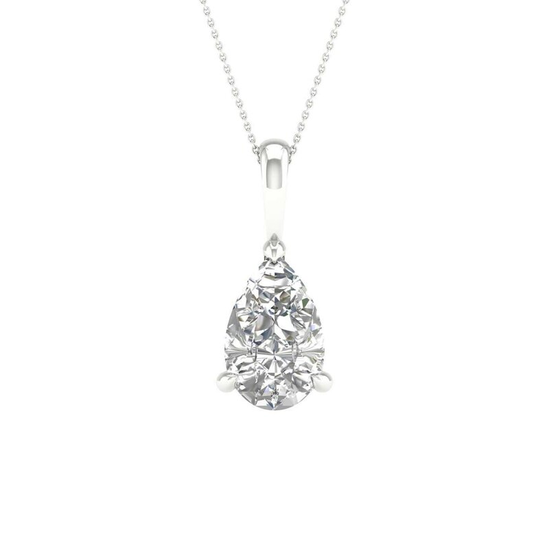 14K White Gold Lab Grown Pear Diamond Necklace