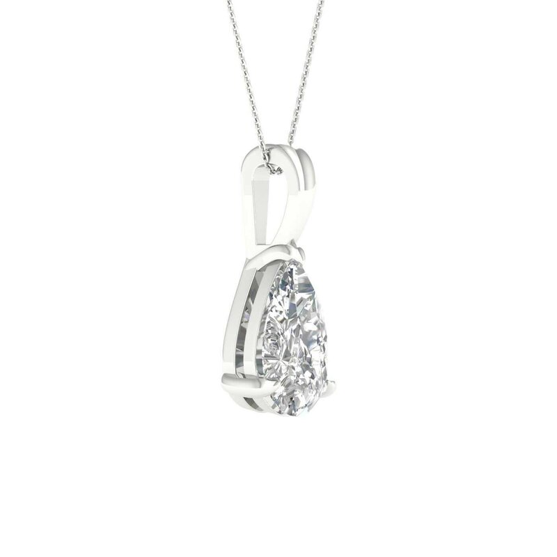 14K White Gold Lab Grown Pear Diamond Necklace