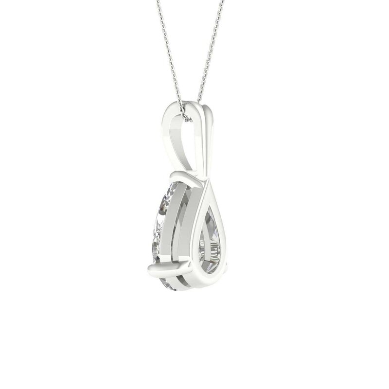 14K White Gold Lab Grown Pear Diamond Necklace