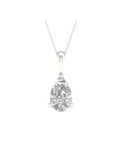 14K White Gold Lab Grown Pear Diamond Necklace