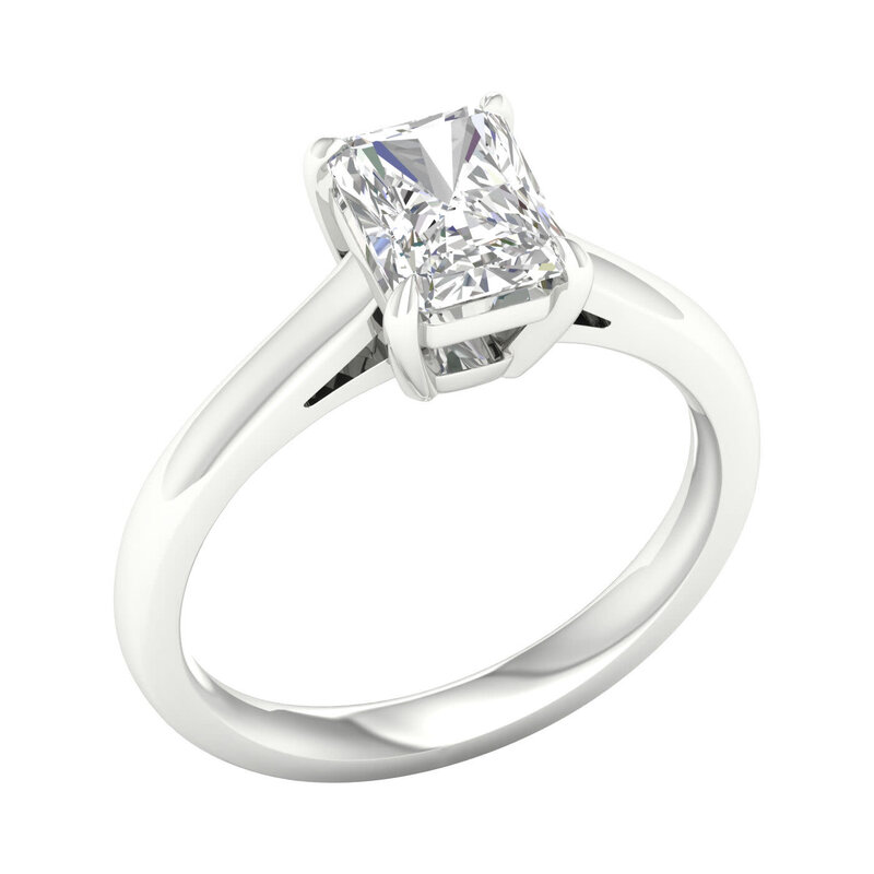 14K White Gold Lab Grown Radiant Diamond Solitaire Engagement Ring