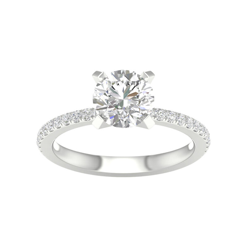 14K White Gold Lab Grown Round Diamond Engagement Ring