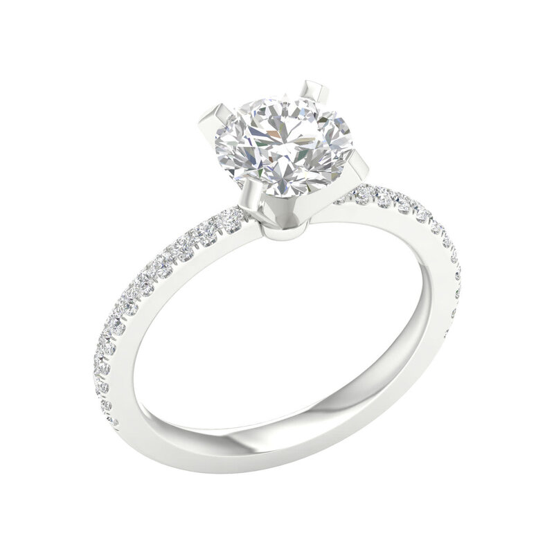 14K White Gold Lab Grown Round Diamond Engagement Ring