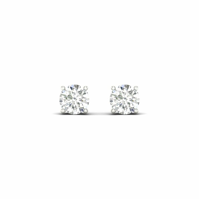 14K White Gold Lab Grown Round Diamond Stud Earrings