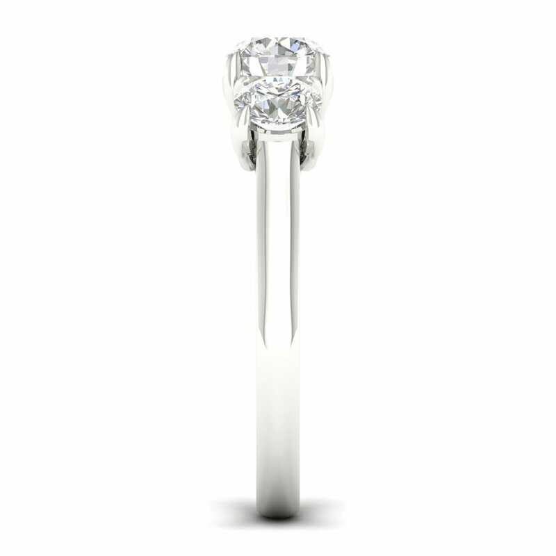 14K White Gold Lab Grown Three Stone Engagement Ring