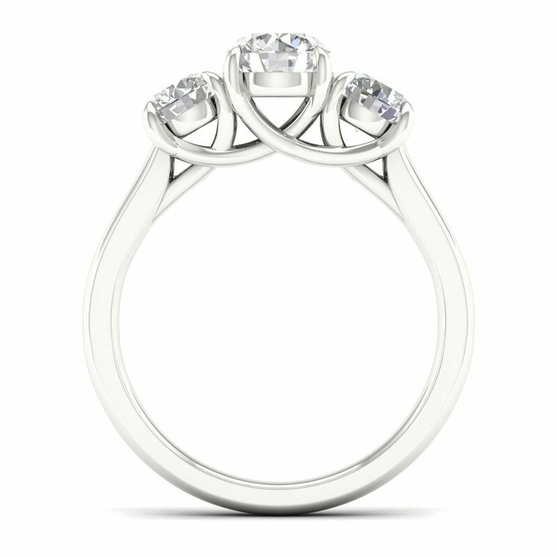 14K White Gold Lab Grown Three Stone Engagement Ring