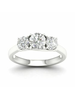 14K White Gold Lab Grown Three Stone Engagement Ring