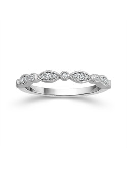 14K White Gold Marquise and Round Diamond Band